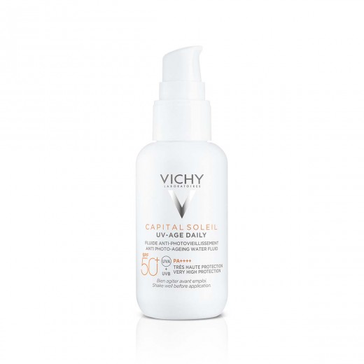 VICHY, CAPITAL SOLEIL UV-AGE Dnevni fluid na vodni osnovi za zaščito pred soncem proti prvim znakom fotostaranja SPF50+, 40 ml