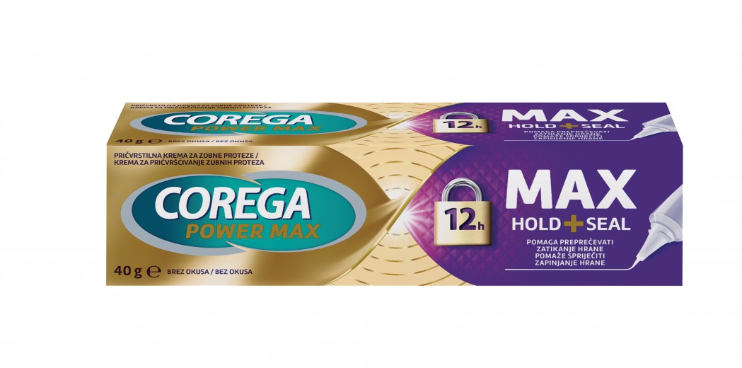 COREGA Max Hold + Seal, pričvrstilna krema za zobne proteze (40 g)