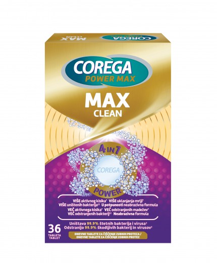 COREGA Max Clean, tablete za čiščenje zobne proteze (36 tablet)