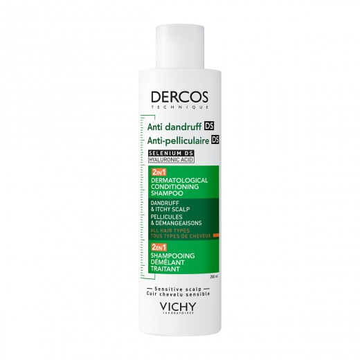 VICHY DERCOS šampon proti prhljaju DS - 2 v 1: Dermokozmetični šampon in balzam, 200 ml