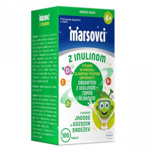 Marsovci žvečljive tablete z inulinom, okus mix, 100 tablet