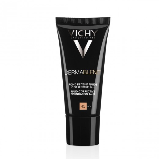 VICHY, DERMABLEND Tekoči puder z visoko prekrivno močjo SPF28, 30 ml, 45 Gold