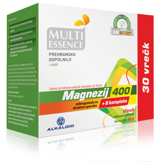 MULTI ESSENCE Magnezij 400 + B kompleks mikrogranule za direktno uporabo 