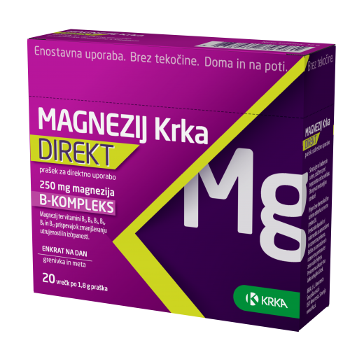 Magnezij DIREKT Krka, prašek za direktno uporabo, 20 vrečk (1,8g)