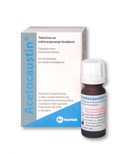 Acetocaustin, tekočina za odstranjevanje bradavic, 0,5 ml