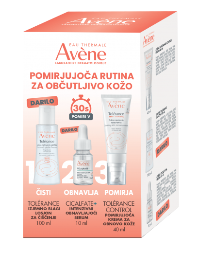 Avène Tolérance CONTROL Pomirjujoča krema za obnovo kože 40 ml + DARILO Tolerance losjon 100 ml+ DARILO Cicalfate+ serum 10 ml