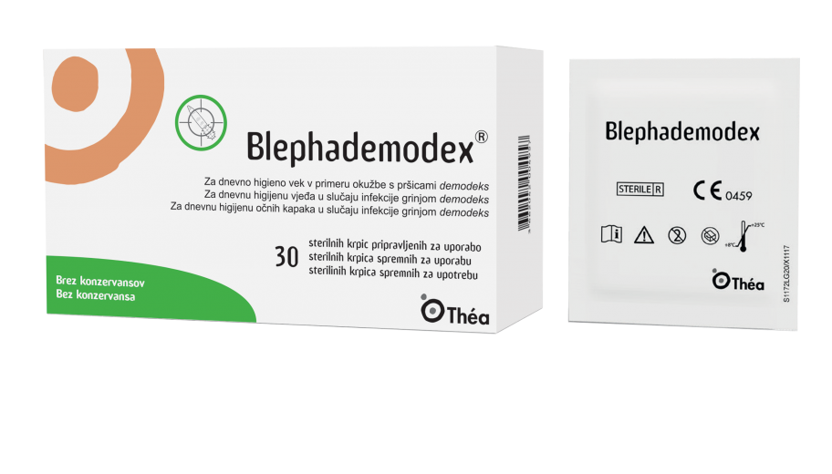 Blephademodex®, sterilne krpice brez konzervansov za čiščenje vek, 30 krpic