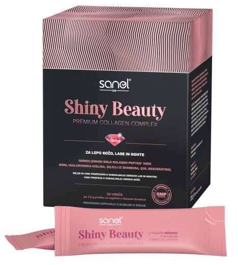 Sanol LAB Shiny Beauty, Premium Collagen Complex, 30 vrečk