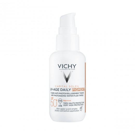 VICHY, CAPITAL SOLEIL UV-AGE Tonirani dnevni fluid na vodni osnovi za zaščito pred soncem proti prvim znakom fotostaranja SPF50+, 40 ml