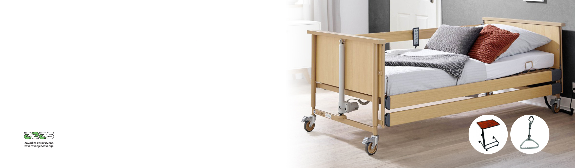 Električna negovalna postelja s trapezom in dodatki